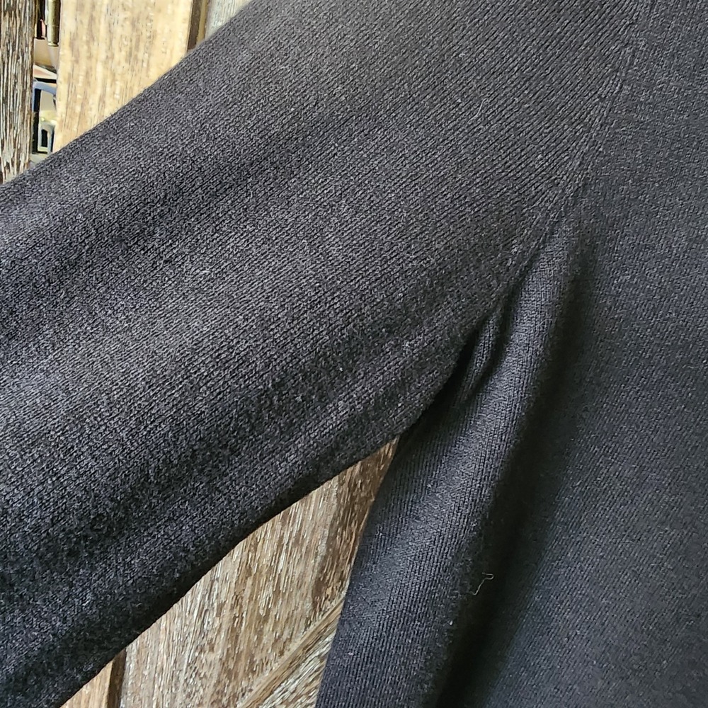 Talbots Sweater Size S Black Gray Color Block 3/4 Sleeve Pullover Silk Blend - Picture 2 of 6